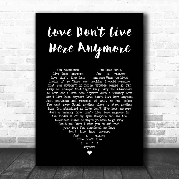 Rose Royce Love Don't Live Here Anymore Black Heart Song Lyric Print