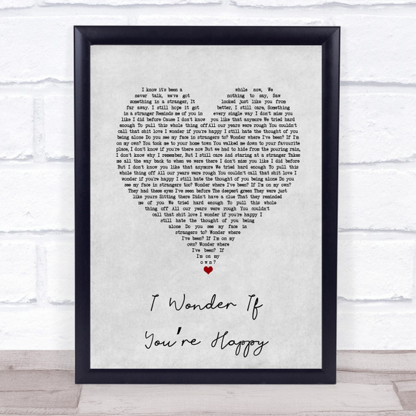 Rothwell I Wonder If Youre Happy Grey Heart Song Lyric Print