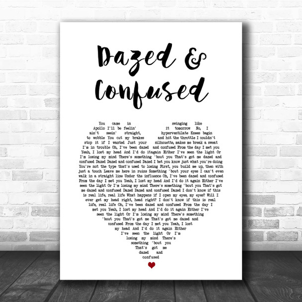 Ruel Dazed & Confused White Heart Song Lyric Print