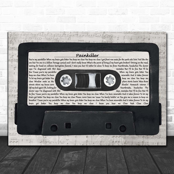 Ruel Painkiller Music Script Cassette Tape Song Lyric Print