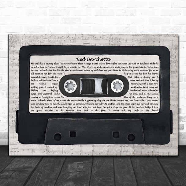 Rush Red Barchetta Music Script Cassette Tape Song Lyric Print