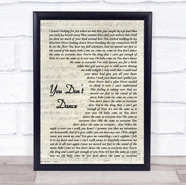 Ryan Mcmullan You Dont Dance Vintage Script Song Lyric Print