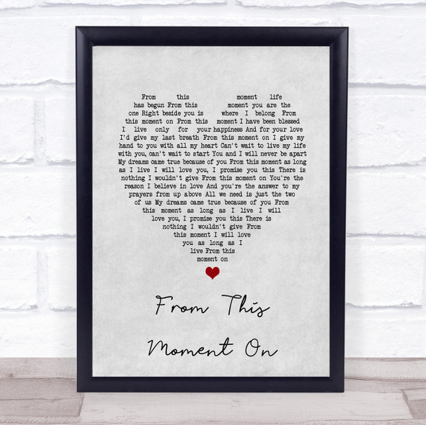 Sam Bailey From This Moment On Grey Heart Song Lyric Print