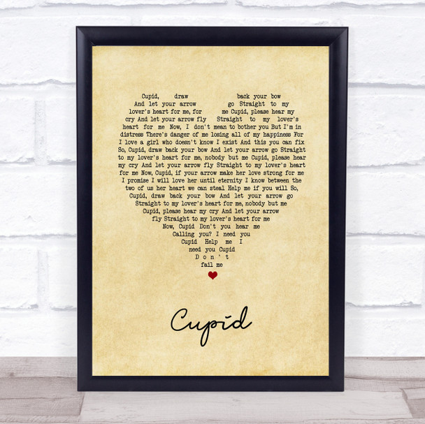 Sam Cooke Cupid Vintage Heart Song Lyric Print