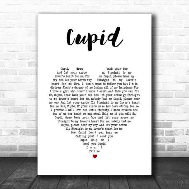 Sam Cooke Cupid White Heart Song Lyric Print