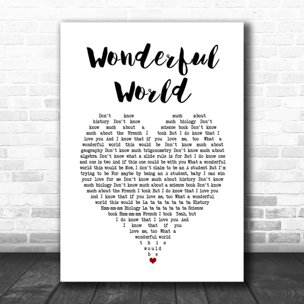 Sam Cooke Wonderful World White Heart Song Lyric Print