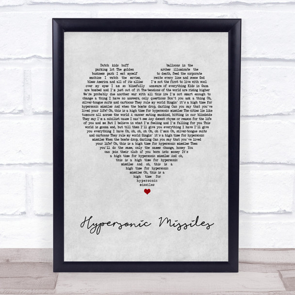 Sam Fender Hypersonic Missiles Grey Heart Song Lyric Print