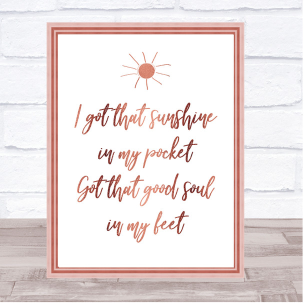 Rose Gold Can't Stop The Feeling Justin Timberlake Song Lyric Music Wall Art Print