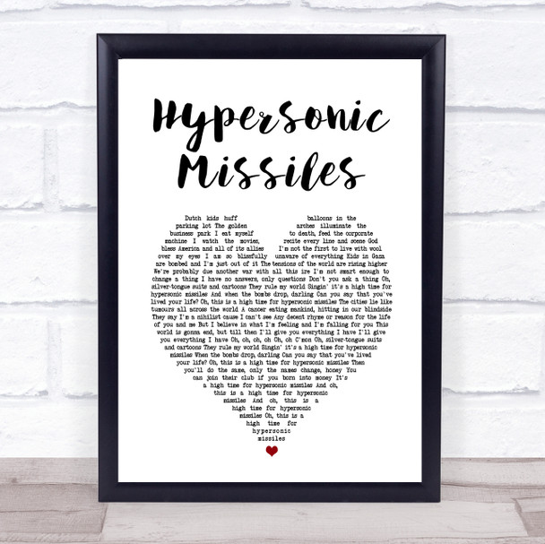 Sam Fender Hypersonic Missiles White Heart Song Lyric Print