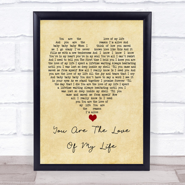 Sammy Kershaw You Are The Love Of My Life Vintage Heart Song Lyric Print