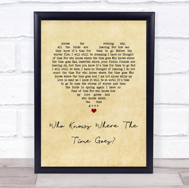 Sandy Denny & The Strawbs Who Knows Where The Time Goes Vintage Heart Song Lyric Print