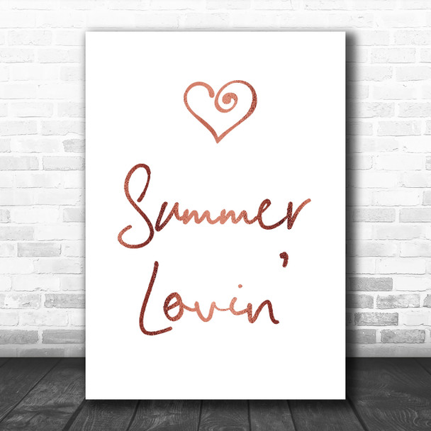 Rose Gold Grease Summer Lovin' Song Lyric Music Wall Art Print