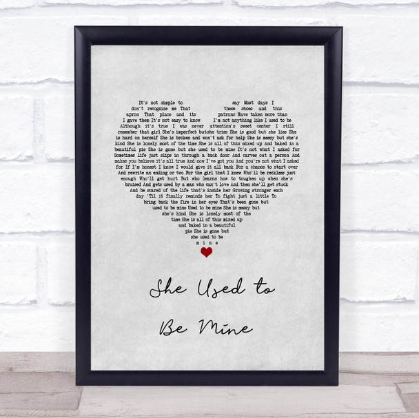 Sara Bareilles She Used to Be Mine Grey Heart Song Lyric Print