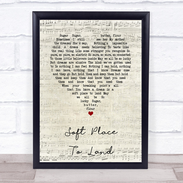 Sara Bareilles Soft Place To Land Script Heart Song Lyric Print