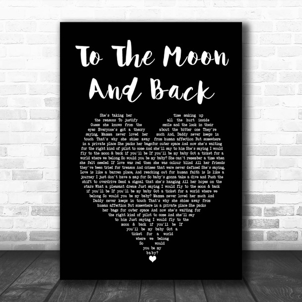 Savage Garden To The Moon And Back Black Heart Song Lyric Print