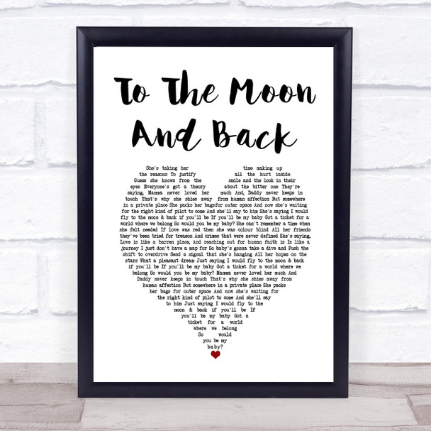 Savage Garden To The Moon And Back White Heart Song Lyric Print