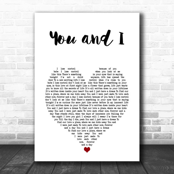 Scorpions You and I White Heart Song Lyric Print