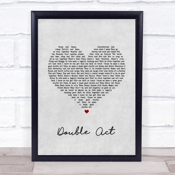 Scouting For Girls Double Act Grey Heart Song Lyric Print