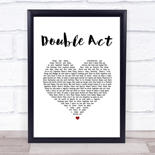 Scouting For Girls Double Act White Heart Song Lyric Print