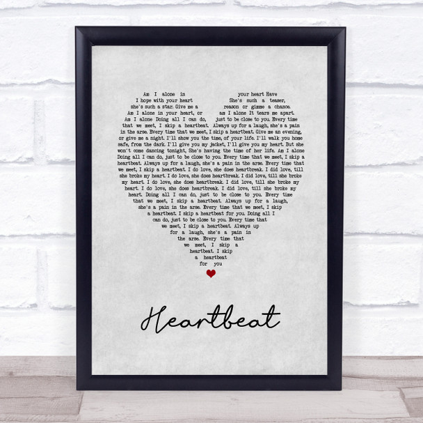 Scouting For Girls Heartbeat Grey Heart Song Lyric Print