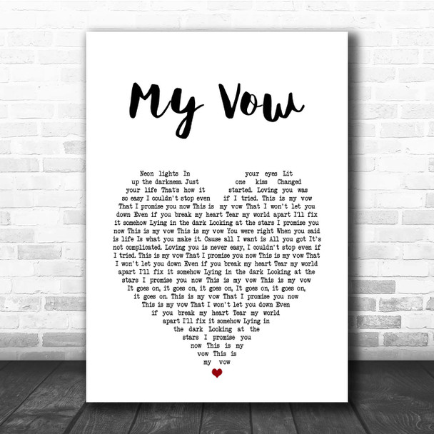 Scouting For Girls My Vow White Heart Song Lyric Print