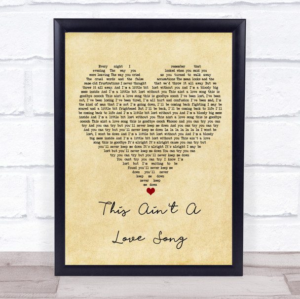 Scouting For Girls This Ain't A Love Song Vintage Heart Song Lyric Print