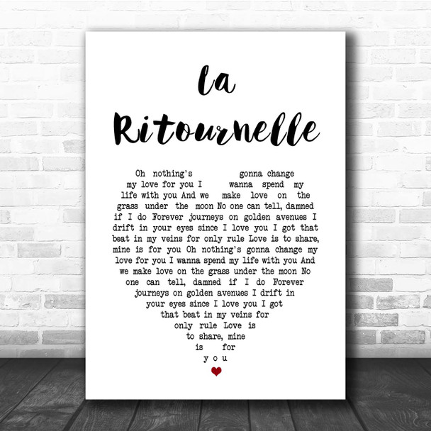 Sébastien Tellier La Ritournelle White Heart Song Lyric Print