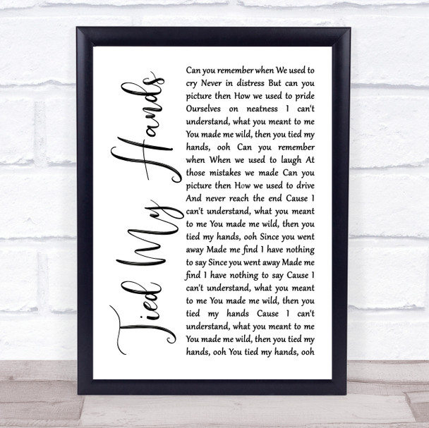 Seether Tied My Hands White Script Song Lyric Print