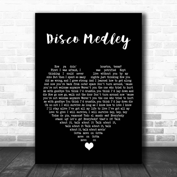 Selena Disco Medley Black Heart Song Lyric Print