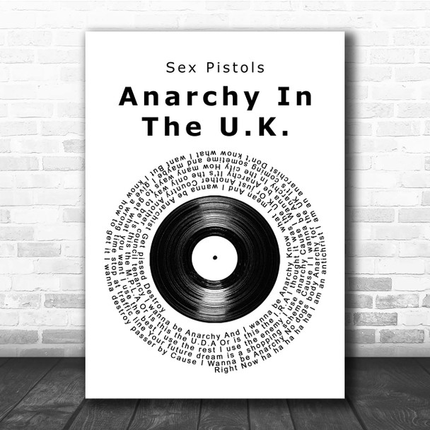 Sex Pistols Anarchy In The U.K. Vinyl Record Song Lyric Print