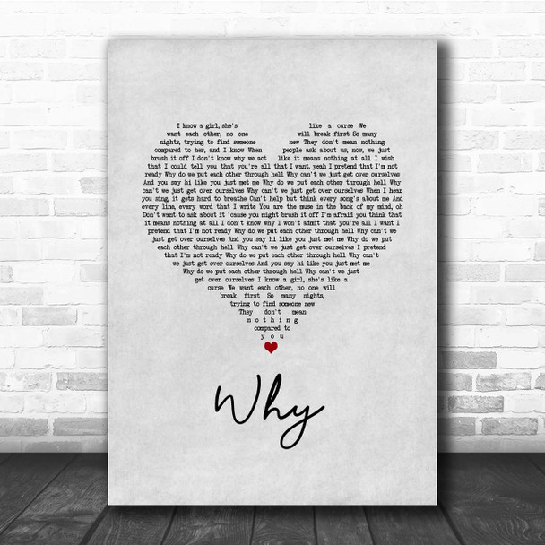 Shawn Mendes Why Grey Heart Song Lyric Print