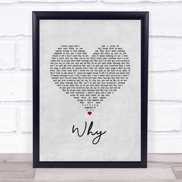 Shawn Mendes Why Grey Heart Song Lyric Print