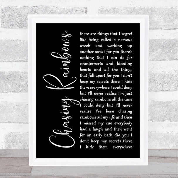 Shed Seven Chasing Rainbows Black Script Song Lyric Print