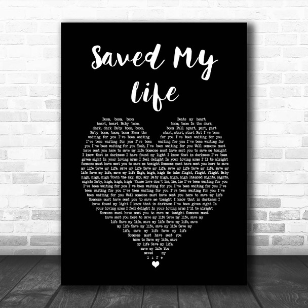 Sia Saved My Life Black Heart Song Lyric Print