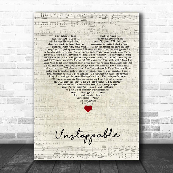 Sia Unstoppable Script Heart Song Lyric Print