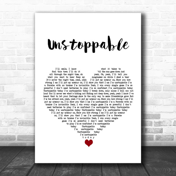 Sia Unstoppable White Heart Song Lyric Print