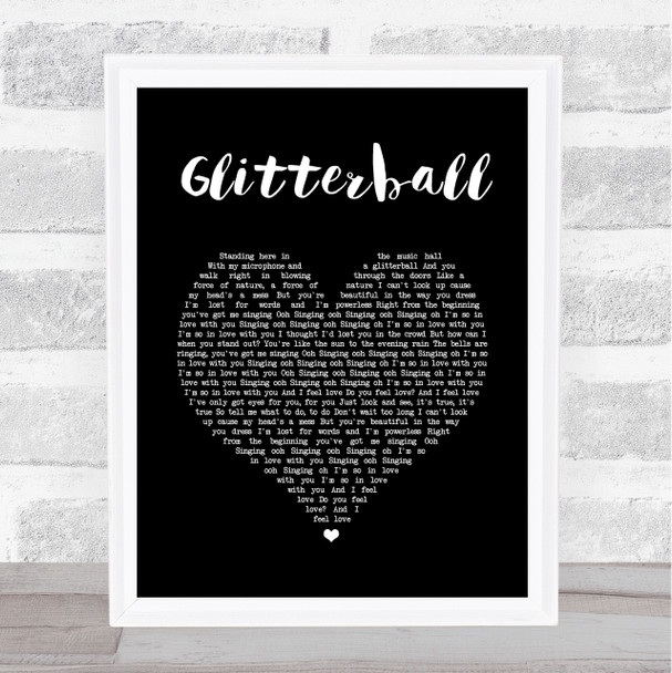 Sigma Glitterball Black Heart Song Lyric Print
