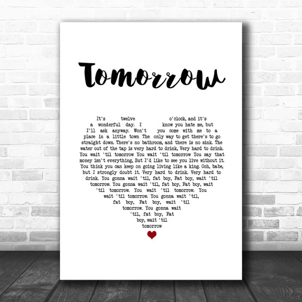 Silverchair Tomorrow White Heart Song Lyric Print