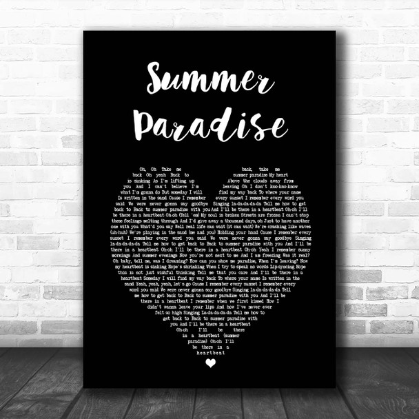 Simple Plan Summer Paradise Black Heart Song Lyric Print