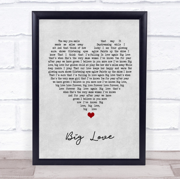 Simply Red Big Love Grey Heart Song Lyric Print