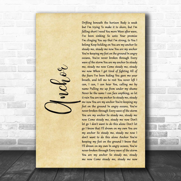 Skillet Anchor Rustic Script Song Lyric Print