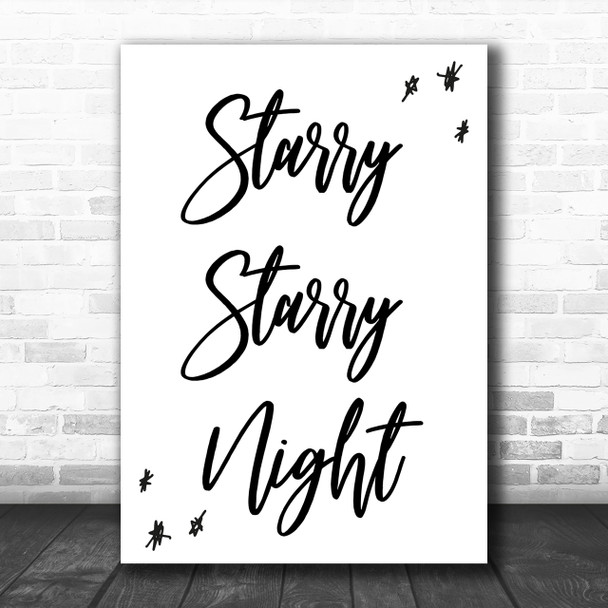 Vincent Starry Starry Night Song Lyric Music Wall Art Print