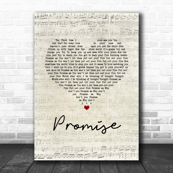 Slash Promise Script Heart Song Lyric Print