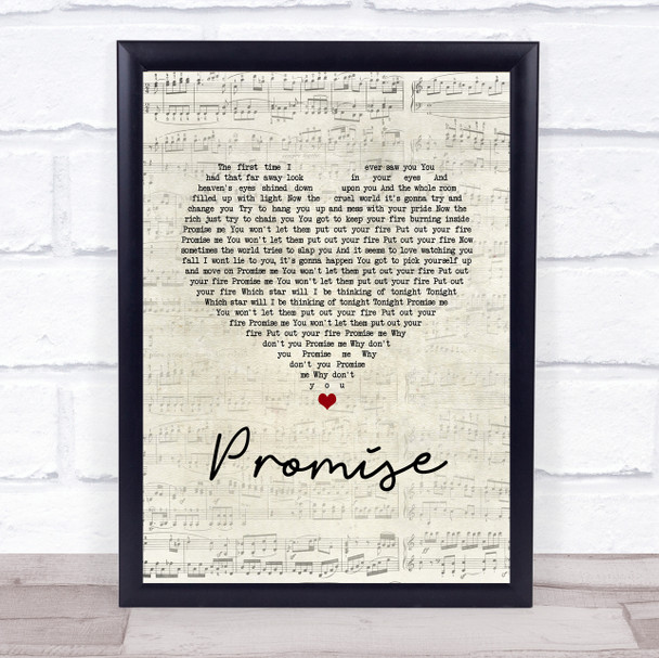 Slash Promise Script Heart Song Lyric Print