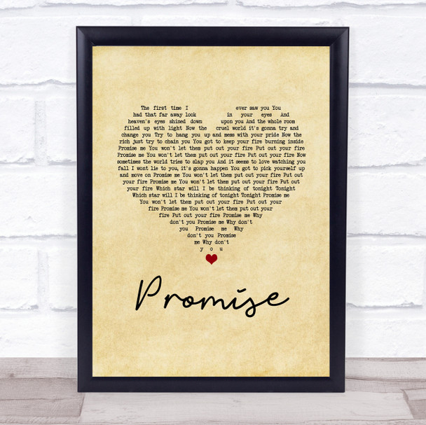 Slash Promise Vintage Heart Song Lyric Print