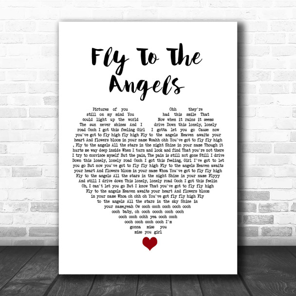 Slaughter Fly To The Angels White Heart Song Lyric Print