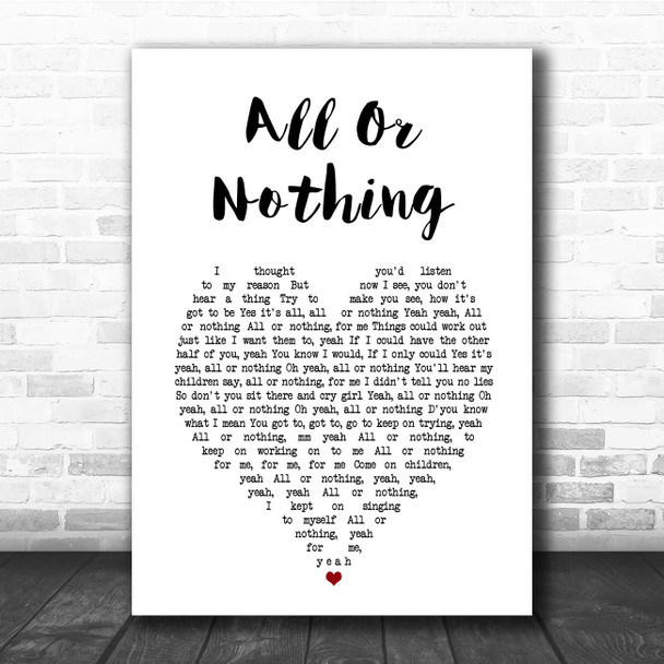 Small Faces All Or Nothing White Heart Song Lyric Print