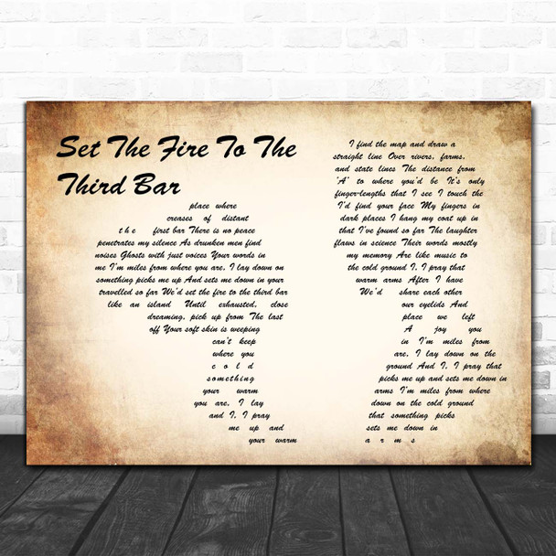 Snow Patrol Set The Fire To The Third Bar Man Lady Couple Song Lyric Print