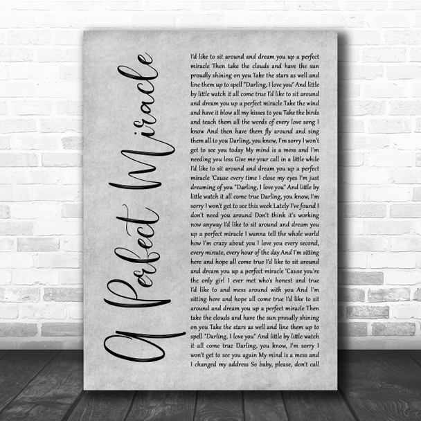 Spiritualized A Perfect Miracle Grey Rustic Script Song Lyric Print