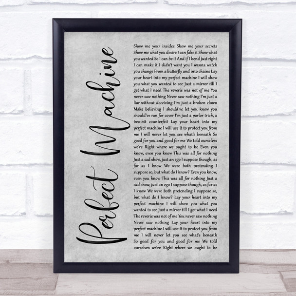 Starset Perfect Machine Grey Rustic Script Song Lyric Print